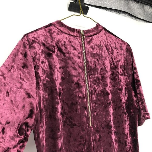 B. young Purple crushed velvet bodycon high neck tube dress short sleeves - Picture 9 of 16